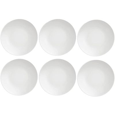 Conjunto 6 Pratos de Porcelana Sobremesa Tramontina Leonora 19cm Brancos Raso Leve Cupê