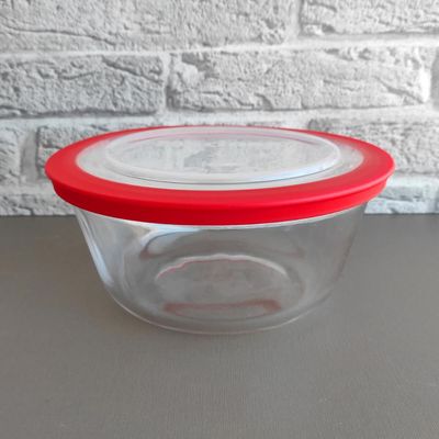 Pote Redondo Tigela De Vidro 1,2l Médio com Tampa Plástica Facilitá Marinex