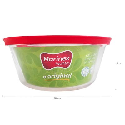 Pote Redondo Tigela De Vidro 1,2l Médio com Tampa Plástica Facilitá Marinex