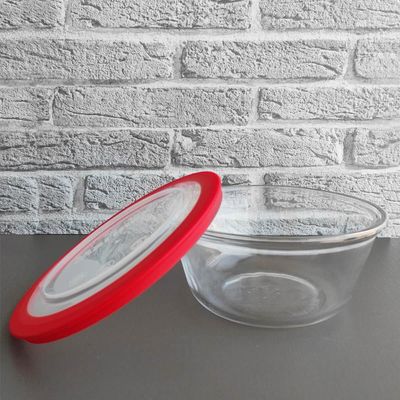 Pote Redondo Tigela De Vidro 1,2l Médio com Tampa Plástica Facilitá Marinex