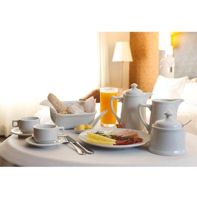 Jogo 6 Xícaras Porcelana Branca Café Chá com Pires 210ml Bar Hotel Germer