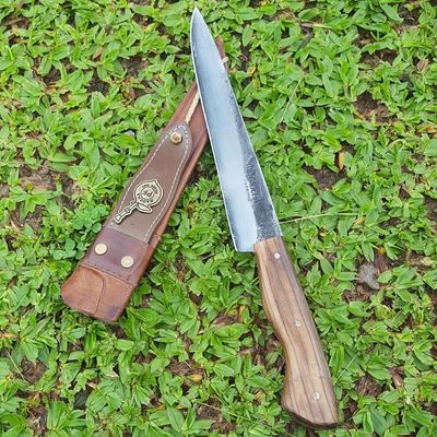 Faca Rustica Para Churrasco Aço Carbono 8” Cabo Guajuvira