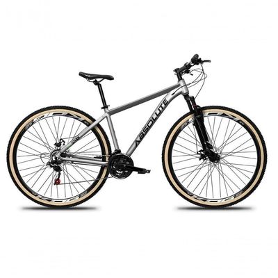 Bicicleta Aro 29 Absolute Nero 5 Alumínio 27v K7 Freio Disco Mecânico Garfo Suspensão Pneu Com Faixa - Cinza Tam.15