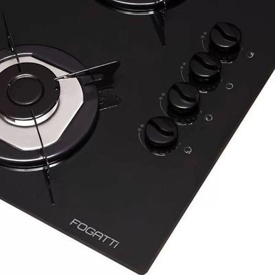 Fogão Cooktop 4 Bocas Mesa Em Vidro Preto Fogatti Inox 27000101-00 Bivolt