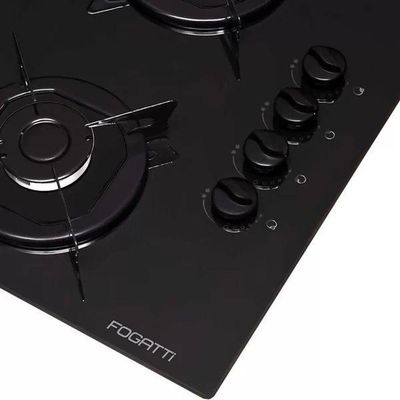 Fogão Cooktop 4 Bocas Mesa Em Vidro Preto Fogatti Esmaltado 27000101-02 Bivolt