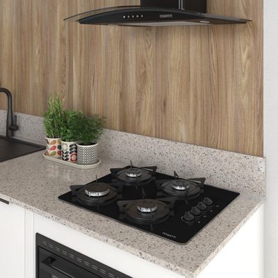 Fogão Cooktop 4 Bocas Mesa Em Vidro Preto Fogatti Esmaltado 27000101-02 Bivolt