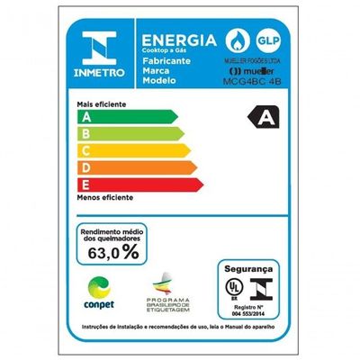 Cooktop Mueller 4 Bocas Com Queimador Tripla Chama MCG4BC Bivolt