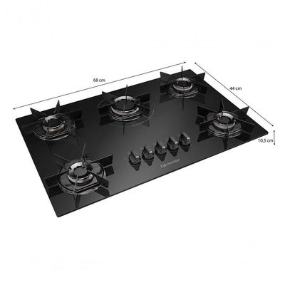 Cooktop Mueller 5 Bocas Com Queimador Ultra Chama MCG5BB Bivolt