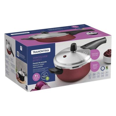 Panela De Pressão Tramontina Vancouver Alumínio Antiaderente Starflon Max Vermelho 20 Cm 3 L Tramontina