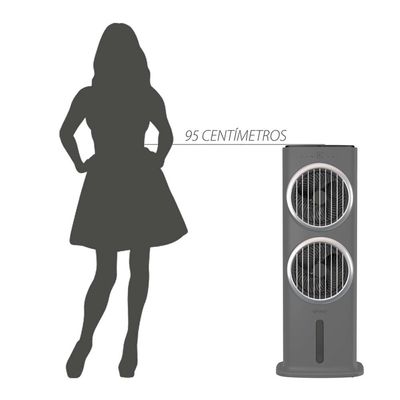 Climatizador de Ar Spirit Turbo 95cm 90W com Controle Remoto Display LED Timer de até 9 horas 10 Litros Cinza / 110V