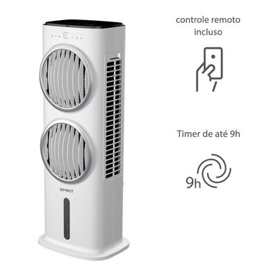 Climatizador de Ar Spirit Turbo 95cm, 90W com Controle Remoto, Display LED, Timer de até 9 horas, 10 Litros Branco / 110V
