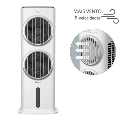 Climatizador de Ar Spirit Turbo 95cm, 90W com Controle Remoto, Display LED, Timer de até 9 horas, 10 Litros Branco / 110V