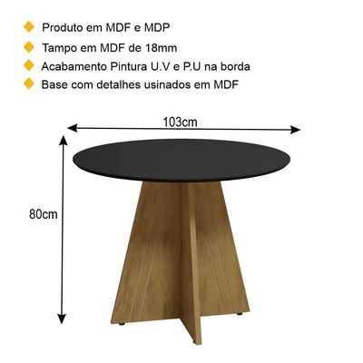 Mesa De Jantar Redonda 103cm Multimóveis Cr50047
