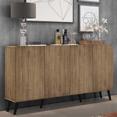 Aparador Buffet Retrô Multimóveis 4 Portas Rustic/preto