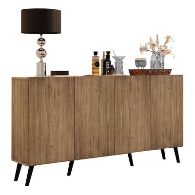 Aparador Buffet Retrô Multimóveis 4 Portas Rustic/preto