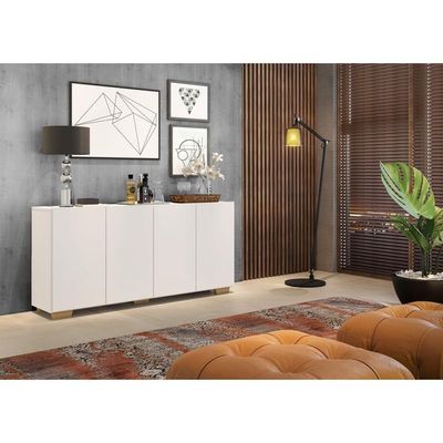 Aparador Buffet Multimóveis Veneza 4 Portas Branco/natural