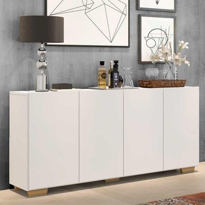 Aparador Buffet Multimóveis Veneza 4 Portas Branco/natural