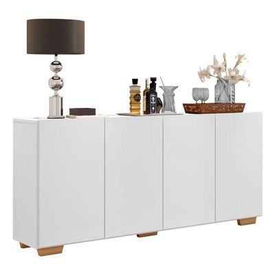 Aparador Buffet Multimóveis Veneza 4 Portas Branco/natural