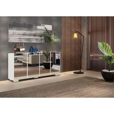 Aparador Buffet Com Espelho Multimóveis Com 4 Portas Branco