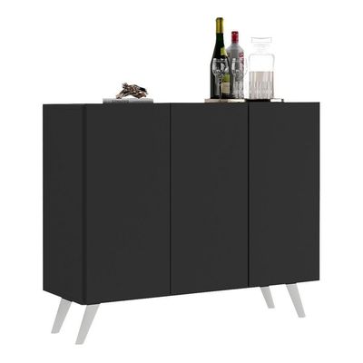 Aparador 3 Portas Retrô Veneza Mp1009 Preto/Branco