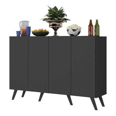 Aparador Buffet 4 Portas Retrô Alemanha Br3556 Preto