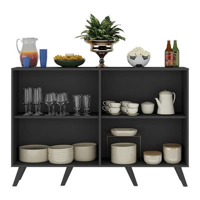 Aparador Buffet 4 Portas Retrô Alemanha Br3556 Preto