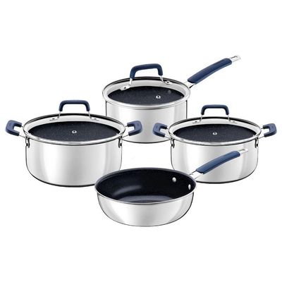 Jogo De Panelas Tramontina Romagna Aço Inox Cerâmico Black Stone 4 Peças