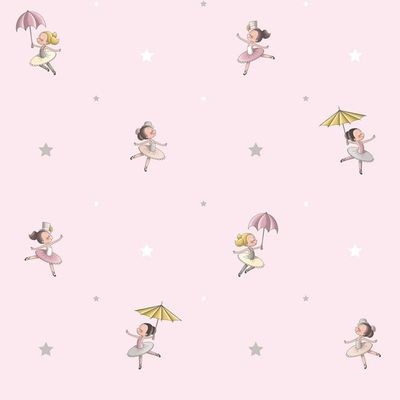 Papel De Parede Treboli Rosa Bailarinas 5822 - Rolo 10m X 0,53m
