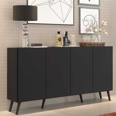 Aparador Buffet Retrô Multimóveis Veneza 4 Portas Preto