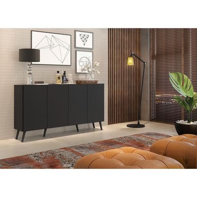 Aparador Buffet Retrô Multimóveis Veneza 4 Portas Preto