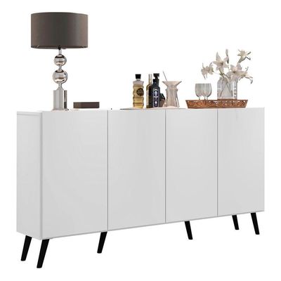 Aparador Buffet Retrô Multimóveis 4 Portas Branco/preto