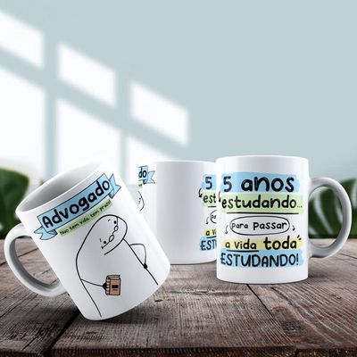 Caneca De Porcelana 325ml Flork Profissões Masculino Advogado