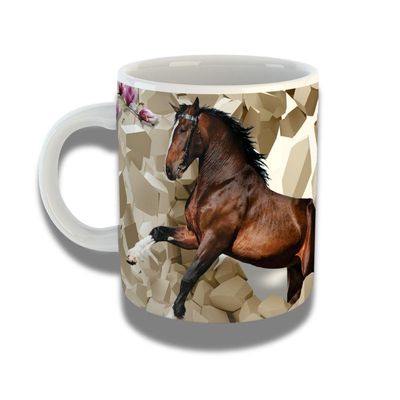Caneca De Porcelana 325ml Com Design 3d Exclusivo Cavalo