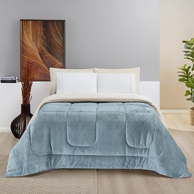 Coberdrom Casa Scarpa Apollo King Sherpa Pele de Carneiro + Manta Flannel - Azul Quartzo