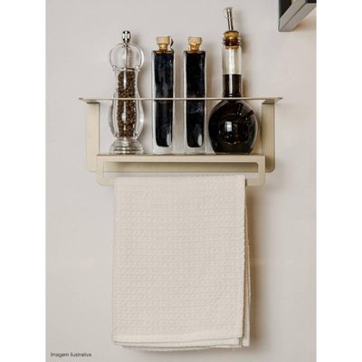 Toalheiro Preto Com Prateleira de Parede Multiuso Suporte Porta Toalha Decorativa
