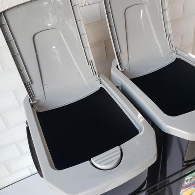Lixeira Dupla 15L Slim para Armário Preta com Corrediças Deslizantes Schmitt