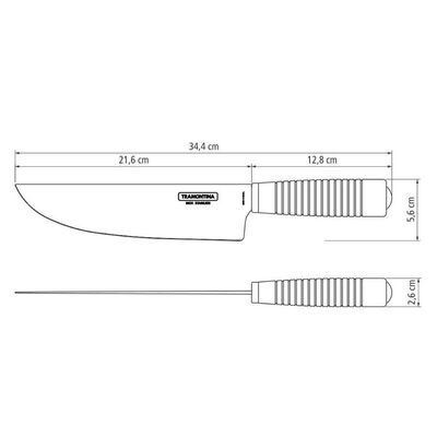 Faca para Carne Tramontina 8' Aço Inox e Cabo de Madeira Polywood com Bainha de Couro