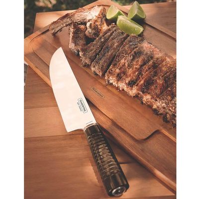 Faca para Carne Tramontina 8' Aço Inox e Cabo de Madeira Polywood com Bainha de Couro