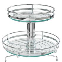 Fruteira Giratória Redonda de Mesa Dupla Cromado 30cm com Vidro Para Bancada Schmitt