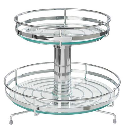 Fruteira Giratória Redonda de Mesa Dupla Cromado 30cm com Vidro Para Bancada Schmitt