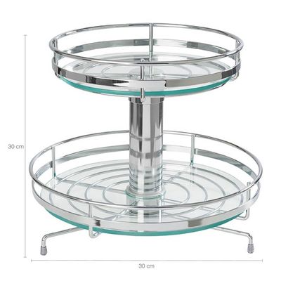 Fruteira Giratória Redonda de Mesa Dupla Cromado 30cm com Vidro Para Bancada Schmitt