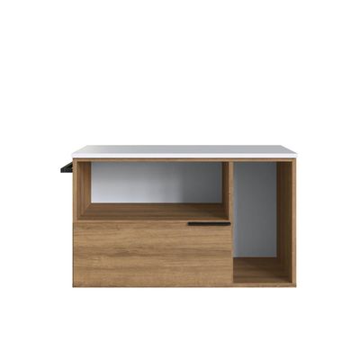 Gabinete Suspenso 80cm Mel Branco Toalheiro Portas e Gaveta BH8020MB