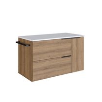 Gabinete Suspenso 80cm Mel Branco Toalheiro Portas e Gaveta BH8020MB