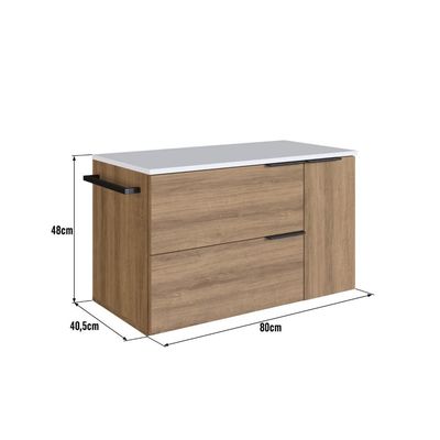 Gabinete Suspenso 80cm Mel Branco Toalheiro Portas e Gaveta BH8020MB
