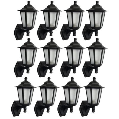 Kit 12 Arandelas Externas Gregas Retrô Luminárias Pretas de Parede Dital Jardim Muro