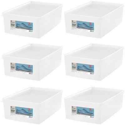 Conjunto 6 Caixas para Calçados 38 ao 46 com Tampa Ventilável Organizadoras de Closets Armários