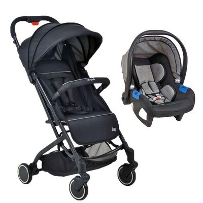 Travel System Burigotto Carrinho De Bebê Zap Preto Com Bebê Conforto Touring X Gray Preto Com Cinza