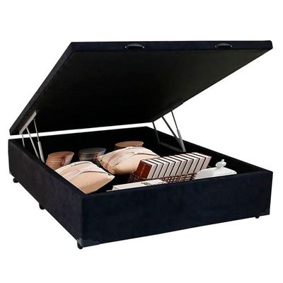 Cama Box Baú Casal Suede Sereneprime Preto 138x188x44