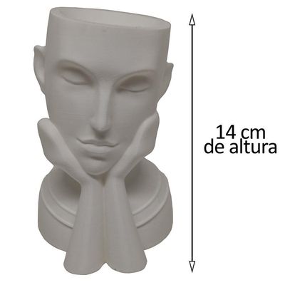 Rosto Enfeite Decoração Impressão 3d Porta Objeto Vaso 14 Cm Sala Branco