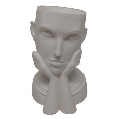 Rosto Enfeite Decoração Impressão 3d Porta Objeto Vaso 14 Cm Sala Branco